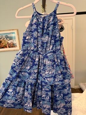 Janie and Jack Blue Tropical Print Sundress